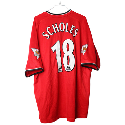 2000-2002 Manchester United Hjemme Scholes #18 (Rigtig god) XXL